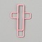 Iron & Plastic Paper Clips, Cross, Pink, 33.5x21x2mm