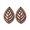 Walnut Wood Laser Cut Pendants, Hollow Charms, Undyed, Leaf, 40x23x2.5mm, Hole: 1.6mm