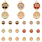 24Pcs 6 Colors Glass Connector Charms, with Alloy Findings, Flat Round with Tree Links, Light Gold, 17~19.5x13.5x5.5mm, Hole: 1.6mm, 4pcs/color