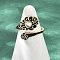 Brass Cuff Rings for Women, Heart Pattern, with Resin & Enamel, Golden, 1.5~17mm, US Size 6 1/4(16.7mm)