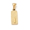 304 Stainless Steel Pendants, Golden, Rectangle with Letter Charm, Letter I, 17.5x6.5x3mm, Hole: 3x6mm