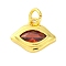 Rack Plating Brass Micro Pave Cubic Zirconia Charms, Long-Lasting Plated, Cadmium Free & Lead Free, Real 18K Gold Plated, Horse Eye Charms, Red, 10x13x2.5mm, Hole: 3.5mm