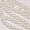 Eco-Friendly Dyed Glass Pearl Round Bead Strands, Cotton Cord Threaded, White, 10mm, Hole: 0.7~1.1mm, about 42pcs/strand, 15 inch