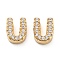 Rack Plating Brass Micro Pave Clear Cubic Zirconia Beads, Long-Lasting Plated, Cadmium Free & Lead Free, Real 18K Gold Plated, Letter U, 8~9x4~9x3mm, Hole: 0.8mm