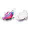 Printed Alloy Pendants, with Enamel, Butterfly, Platinum, Deep Pink, 24.5x16x2mm, Hole: 2mm