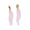 Handmade Lampwork with Brass Pendants, Horn of Plenty Charms, Pearl Pink, 26.5x6.5x6.5mm, Hole: 5x3.5mm