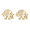 Rack Plating Brass Micro Pave Clear Cubic Zirconia Connector Charms, Elephant Links with Enamel, Lead Free & Cadmium Free, Real 18K Gold Plated, White, 16.5x20x3mm, Hole: 1.3mm
