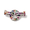 Brass Fold Over Clasps, with Glass, Real Platinum Plated, 29mm, Hole: 5.5mm