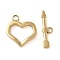304 Stainless Steel Toggle Clasps, Ion Plating(IP), Heart, Real 18K Gold Plated, Ring: 19x17.5x3mm; Bar: 23x7x2mm