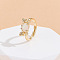 Brass Micro Pave Cubic Zirconia Adjustable Finger Rings, Crab, Golden, White, Inner Diameter: 17mm