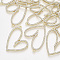 Alloy Rhinestone Pendants, Heart, Crystal, Light Gold, 37x29x2.5mm, Hole: 1.6mm