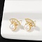 Fan Brass Micro Pave Clear Cubic Zirconia Clip-on Earrings, with ABS Plastic Beads, Lead Free & Cadmium Free, Long-Lasting Plated, Real 18K Gold Plated, 13x7.5mm