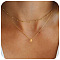 Bohemian Style Stainless Steel Double Layer Initial Pendant Necklaces, Golden, Letter M, 15.75~19.69 inch(40~50cm)