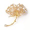 Brass Micro Pave Cubic Zirconia Findings, Leaf, Cadmium Free & Lead Free, Rack Plating, Long-Lasting Plated, Golden, 63x46.5x15mm