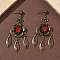 Electroplated Brass Chandelier Earrings, Flower, Antique Bronze, 63x28.5mm