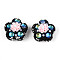 Flower Shape Polymer Clay Rhinestone Beads, with Resin & ABS Plastic Pearl, for Beadable Pens, Keychains, Jewelry and Crafts, Black, 25.5x26.5x18.5mm, Hole: 1.8mm