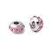 304 Stainless Steel Polymer Clay Rhinestone Beads, Rondelle, Stainless Steel Color, Light Rose, 7x4mm, Hole: 2mm