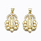 Brass Micro Pave clear Cubic Zirconia Pendants, Nickel free, Virgin Mary, Real 16K Gold Plated, 25x17x3mm, Hole: 3x5mm