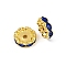Brass Rhinestone Spacer Beads, Grade A, Wavy Edge, Golden Metal Color, Rondelle, Sapphire, 12x4mm, Hole: 2.5mm