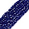 Electroplate Glass Beads Strands, Pearl Luster Plated, Faceted, Rondelle, Dark Blue, 2.3~2.7x2mm, Hole: 0.4mm, about 135~140pcs/strand, 26~27cm