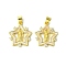 Real 18K Gold Plated Brass Micro Pave Cubic Zirconia Pendants, with Shell, Star, 22x19x2.5mm, Hole: 3.5x4.5mm