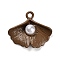 Alloy Pendants, Shell Shape, with ABS Imitation Pearl, Coconut Brown, 18.5x21.5x5.5mm, Hole: 1.8mm