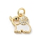 Brass Pave Cubic Zirconia with Enamel Pendants, Elephant Charms, Long-Lasting Plated, Lead Free & Cadmium Free, Rack Plating, Real 18K Gold Plated, with Jump Ring, White, 11.5x12.5x2.5mm, Hole: 3mm