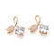 Brass Micro Pave Cubic Zirconia Pendants, Flower, Light Gold, 17~17.5x17~18x4.5~5.1mm, Hole: 3~4x5.5~6mm