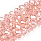 Electroplate Glass Beads Strands, Pearl Luster Plated, Faceted, Rondelle, Salmon, 6x5mm, Hole: 1mm, about 80~85pcs/strand, 38~40cm