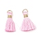 Polyester Pendants, Tassels, with Golden Iron Jump Rings, Lavender Blush, 23~25x14~20x7~10mm, Hole: 4.5mm