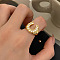 Brass Micro Pave Cubic Zirconia Adjustable Cuff Rings, Horseshoes, Golden, Inner Diameter: 15~20mm