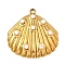304 Stainless Steel Pendants, with ABS Imitation Pearl, Shell Shape Charm, Ion Plating(IP), Real 18K Gold Plated, 29.5x29.5x5mm, Hole: 2.5mm