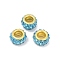 Alloy Rhinestone Clay Pave Beads, Rondelle, Deep Sky Blue, 11.5x6.5mm, Hole: 5mm