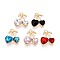 Alloy Rhinestone Pendants, Cherry, Golden, Mixed Color, 19x16x5.5~6mm, Hole: 1.8mm