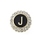 Letter Enamel Pins, Alloy Brooches for Backpack Clothes, with Clear Cubic Zirconia , Letter J, 17.8x17mm