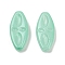 Transparent Glass Beads, Oval with Flower, Baking Paint, Medium Aquamarine, 20x9.5x4mm, Hole: 1.2mm