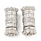 925 Sterling Silver Micro Pave Cubic Zirconia Screw Clasps, Flower, Real Platinum Plated, White, 13x6.5mm, Hole: 2mm