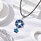 3D Hexagon Seed Beads & Star Glass Pendant Necklaces, Waxed Cotton Cord Necklaces, Steel Blue, 17.60 inch(44.7cm)