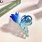 Plastic Claw Hair Clips, Two Tone, Butterfly, Dodger Blue, 110x70mm