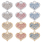 SUPERFINDINGS 48Pcs 6 Style Rhinestone Heart Charms Cubic Zirconia Alloy Crystal Beads Pendants Charms 13.5x15x2mm Heart Love Pendants for Jewelry Crafts Making, Hole: 2mm