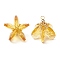 Glass Pendants, Flower Charm, with Brass Loops & Seed Beads, Faceted, Gold, 23~24x24~26mm, Hole: 2.5~3x3~3.5mm