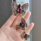 Rhinestone Triple Butterfly Brooch Pins, Gold Plated Alloy Badge for Corsages Scarf Clothes, Rose, 110x50mm