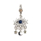 Brass Colorful Rhinestone European Dangle Charms, Large Hole Pendants, Platinum, Eye, 30mm, Hole: 4.5mm