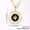 Elegant Brass Pave Clear Cubic Zirconia Star Pendant Pendant Necklaces, with Black Enamel, Perfect Gift for Her, Golden, 15.75 inch(40cm)