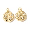 Brass Micro Pave Clear Cubic Zirconia Pendants, Waffle Charms, Cadmium Free & Lead Free, Long-Lasting Plated, Rack Plating, with Jump Ring, Real 18K Gold Plated, 13x12x3mm, Hole: 2mm
