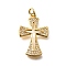 Brass Micro Pave Cubic Zirconia Pendants, Cross Charms, with Jump Ring, Real 18K Gold Plated, 25x16.5x2.5mm, Hole: 3mm