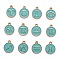 Alloy Enamel Pendants, Flat Round with Constellation/Zodiac Sign, Light Sea Green, 22x18x2mm, Hole: 1.5mm, about 12pcs/set