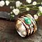 Retro Alloy Turquoise Finger Rings, Platinum, US Size 9(18.9mm)