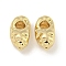Textured Brass Charms, Oval, Real 18K Gold Plated, 7x3.5x4mm, Hole: 1.9mm