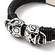 304 Stainless Steel Skull Beaded Double Loops Multi-strand Bracelet with Magnetic Clasp BJEW-C021-23P-4